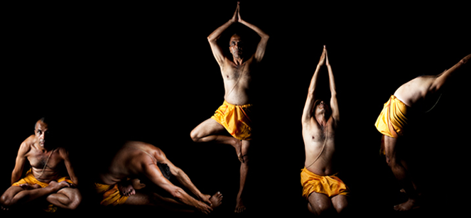 Guru Narayan Dhakal demonstrates Yoga asanas at Annapurna Yoga Ashram