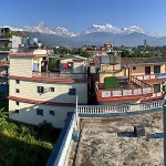 Panoramic view of Annapurna Himalayas from our rooftop yoga shala